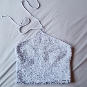 Light Blue Smocked Halter Top